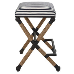 Braddock Black/Blue/White Backless Counter Stool - Ornate Home