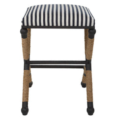 Braddock Black/Blue/White Backless Counter Stool - Ornate Home