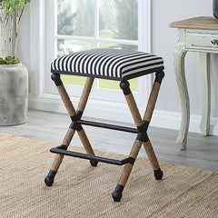 Braddock Black/Blue/White Backless Counter Stool - Ornate Home