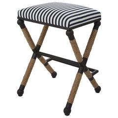 Braddock Black/Blue/White Backless Counter Stool - Ornate Home