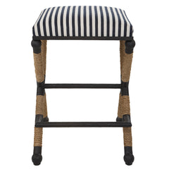 Braddock Black/Blue/White Backless Counter Stool - Ornate Home