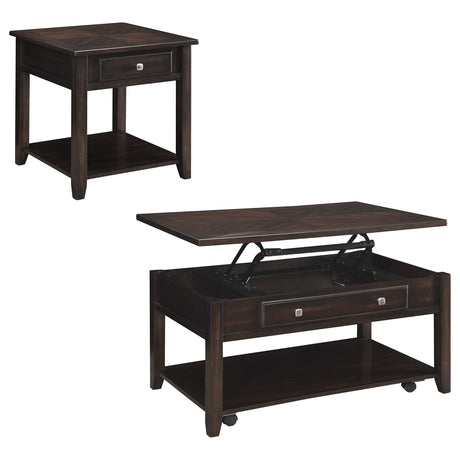 Bradford Walnut 2-piece Lift Top Coffee and End Table Set - Ornate Home