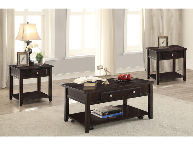 Bradford Walnut 3-piece Lift Top Coffee and End Table Set - Ornate Home