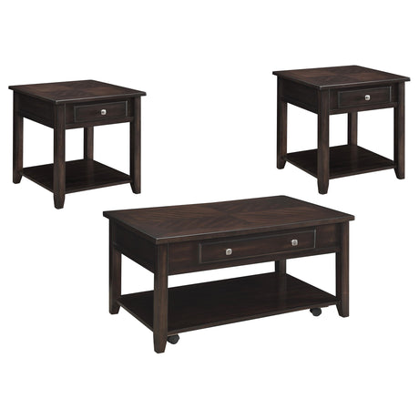 Bradford Walnut 3-piece Lift Top Coffee and End Table Set - Ornate Home