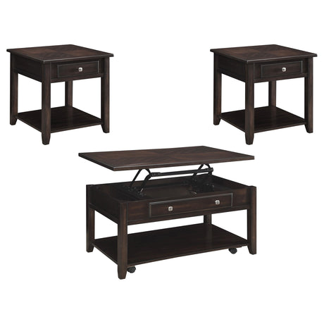 Bradford Walnut 3-piece Lift Top Coffee and End Table Set - Ornate Home