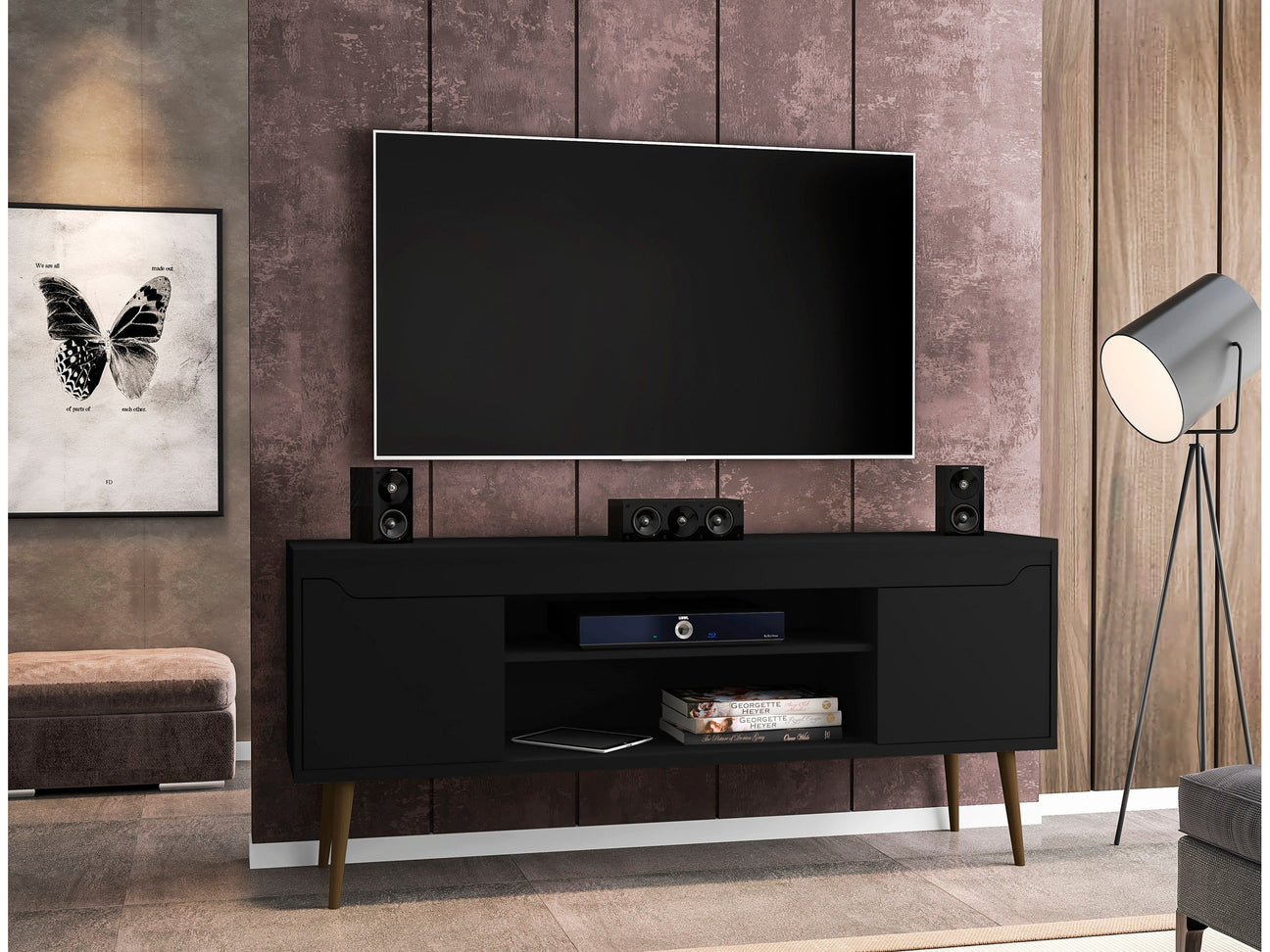 Bradley 62.99 TV Stand in Black - Ornate Home