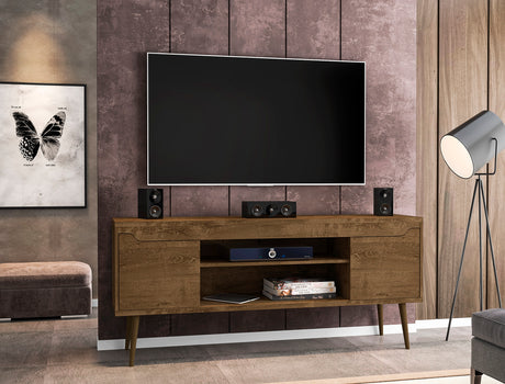 Bradley 62.99 TV Stand in Rustic Brown - Ornate Home