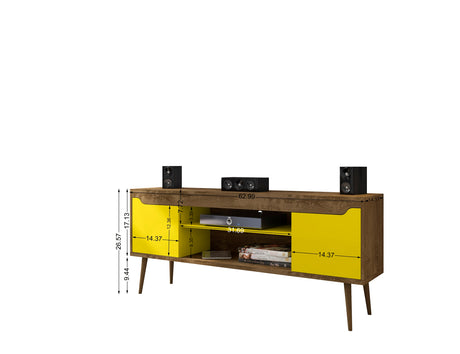 Bradley 62.99 TV Stand in Rustic Brown and Yellow - Ornate Home