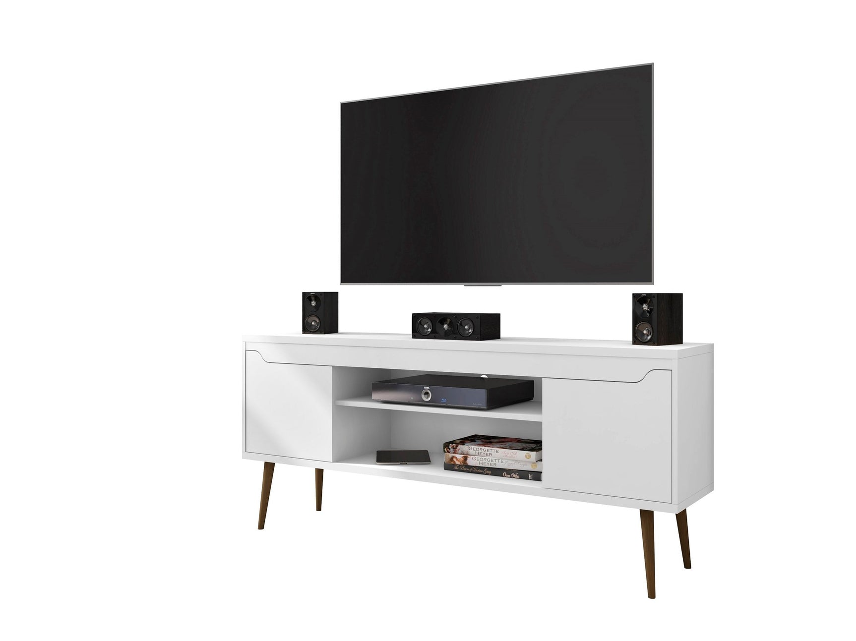 Bradley 62.99 TV Stand in White - Ornate Home