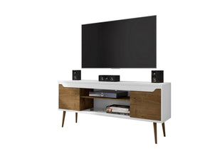 Bradley 62.99 TV Stand in White and Rustic Brown - Ornate Home