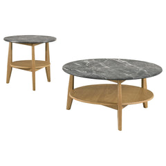 Bradley Grey/Natural 2-Piece Round SmartTop Coffee Table Set - Ornate Home