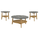Bradley Grey/Natural 3-Piece Round SmartTop Coffee Table Set - Ornate Home
