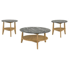 Bradley Grey/Natural 3-Piece Round SmartTop Coffee Table Set - Ornate Home