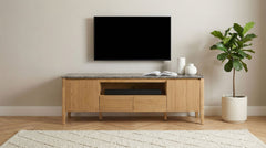 Bradley Grey/Natural 63-inch 2-Door SmartTop TV Stand - Ornate Home