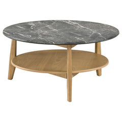 Bradley Grey/Natural Round SmartTop Cocktail Coffee Table - Ornate Home