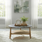 Bradley Grey/Natural Round SmartTop Cocktail Coffee Table - Ornate Home