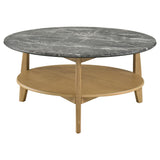 Bradley Grey/Natural Round SmartTop Cocktail Coffee Table - Ornate Home