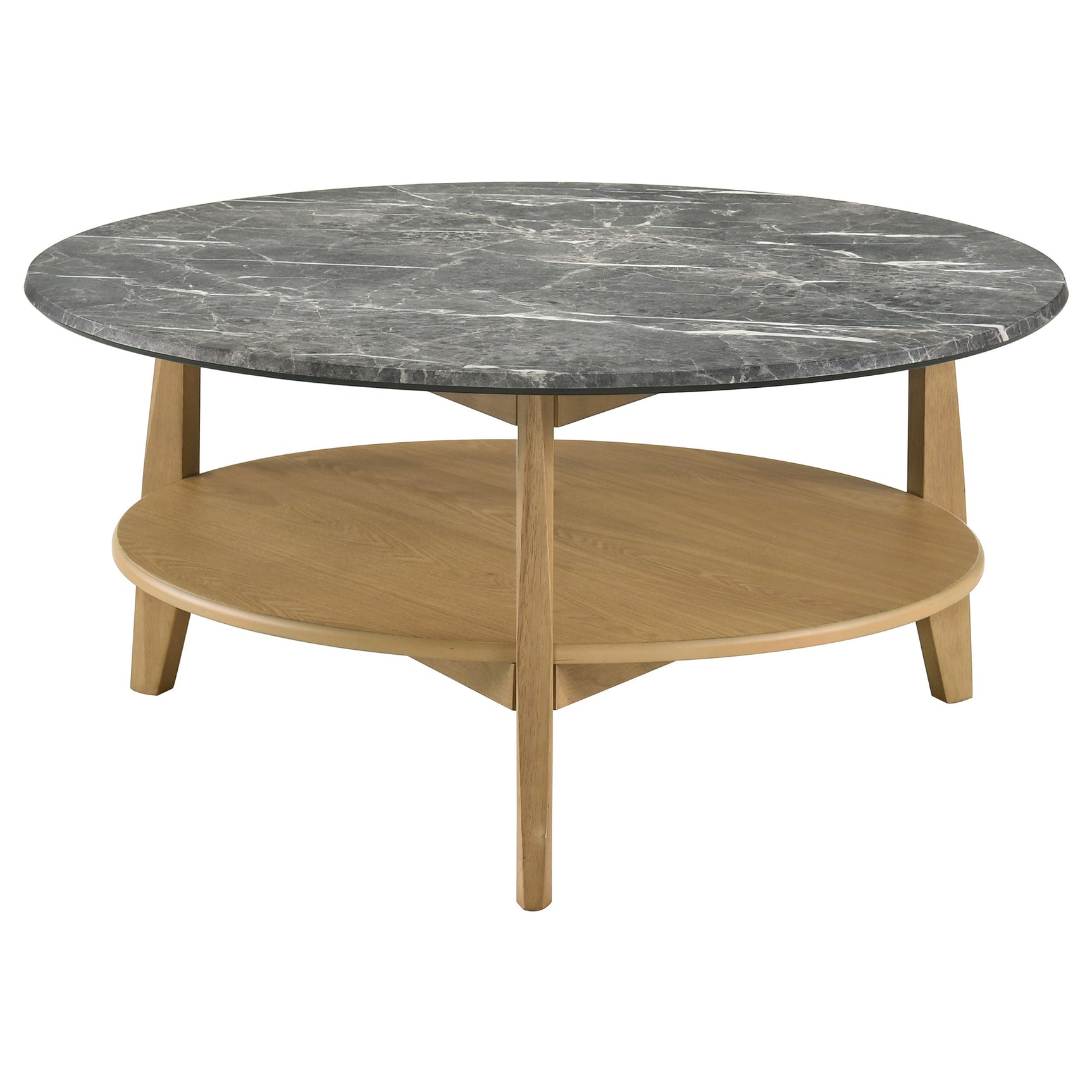 Bradley Grey/Natural Round SmartTop Cocktail Coffee Table - Ornate Home