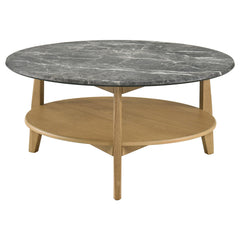 Bradley Grey/Natural Round SmartTop Cocktail Coffee Table - Ornate Home
