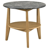 Bradley Grey/Natural Round SmartTop End Side Table - Ornate Home