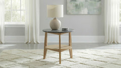 Bradley Grey/Natural Round SmartTop End Side Table - Ornate Home