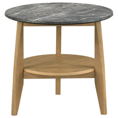 Bradley Grey/Natural Round SmartTop End Side Table - Ornate Home