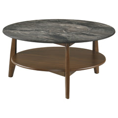 Bradley Smokey Grey/Brown Round SmartTop Cocktail Coffee Table - Ornate Home