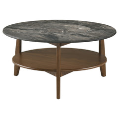 Bradley Smokey Grey/Brown Round SmartTop Cocktail Coffee Table - Ornate Home