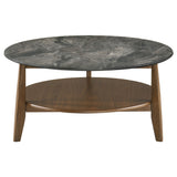 Bradley Smokey Grey/Brown Round SmartTop Cocktail Coffee Table - Ornate Home