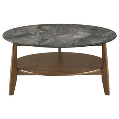 Bradley Smokey Grey/Brown Round SmartTop Cocktail Coffee Table - Ornate Home