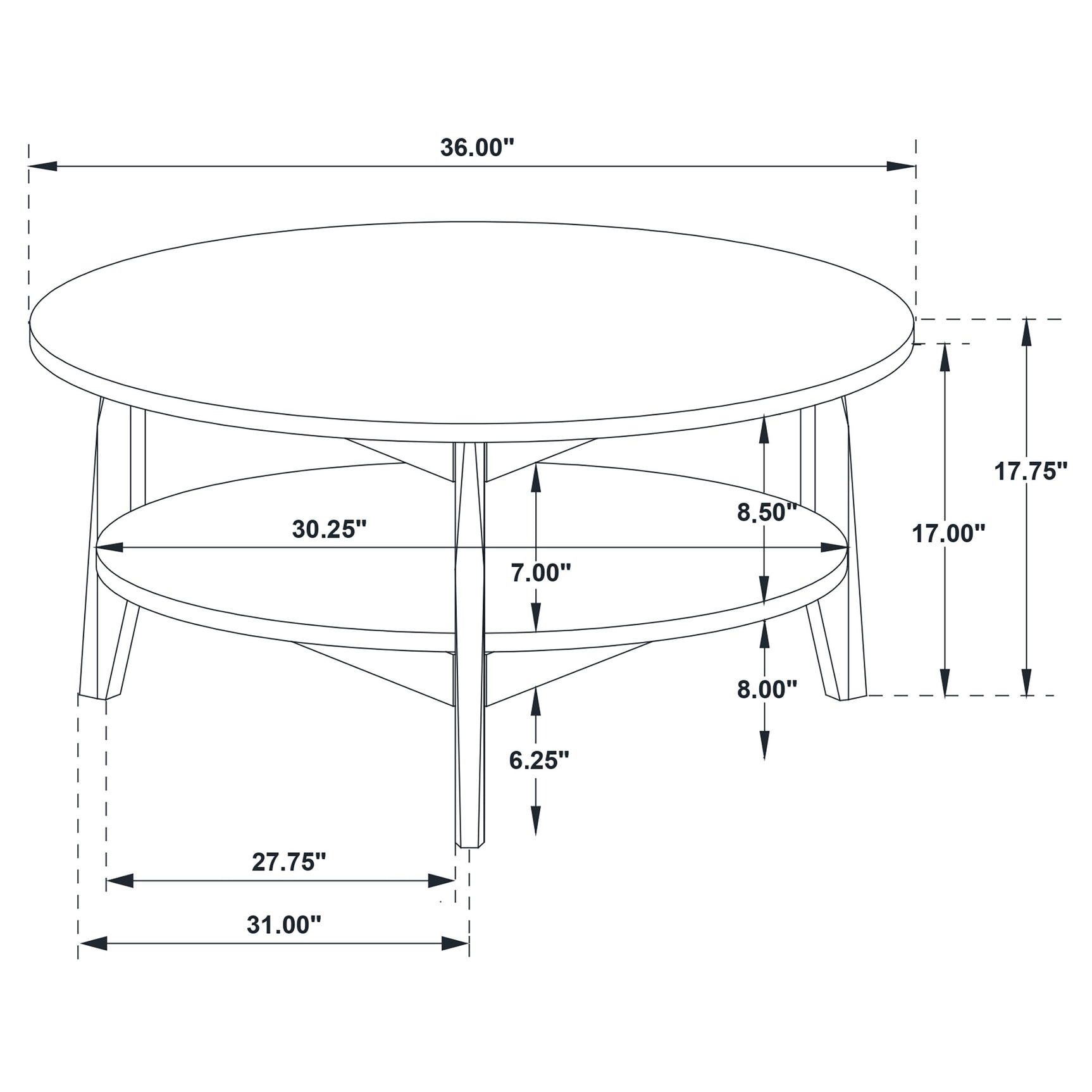 Bradley Smokey Grey/Brown Round SmartTop Cocktail Coffee Table - Ornate Home
