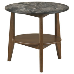 Bradley Smokey Grey/Brown Round SmartTop End Side Table - Ornate Home