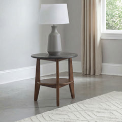 Bradley Smokey Grey/Brown Round SmartTop End Side Table - Ornate Home