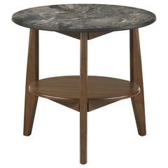 Bradley Smokey Grey/Brown Round SmartTop End Side Table - Ornate Home