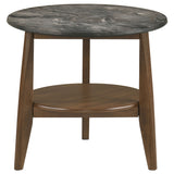 Bradley Smokey Grey/Brown Round SmartTop End Side Table - Ornate Home