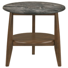 Bradley Smokey Grey/Brown Round SmartTop End Side Table - Ornate Home