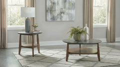 Bradley Smokey Grey/Dark Brown 2-Piece Round SmartTop Coffee Table Set - Ornate Home