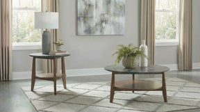 Bradley Smokey Grey/Dark Brown 2-Piece Round SmartTop Coffee Table Set - Ornate Home