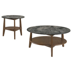 Bradley Smokey Grey/Dark Brown 2-Piece Round SmartTop Coffee Table Set - Ornate Home