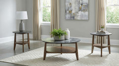 Bradley Smokey Grey/Dark Brown 3-Piece Round SmartTop Coffee Table Set - Ornate Home