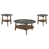 Bradley Smokey Grey/Dark Brown 3-Piece Round SmartTop Coffee Table Set - Ornate Home
