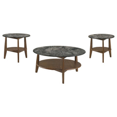 Bradley Smokey Grey/Dark Brown 3-Piece Round SmartTop Coffee Table Set - Ornate Home