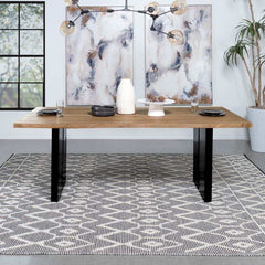 Bradshaw Natural Acacia & Black Rectangular Live Edge Dining Table - Ornate Home