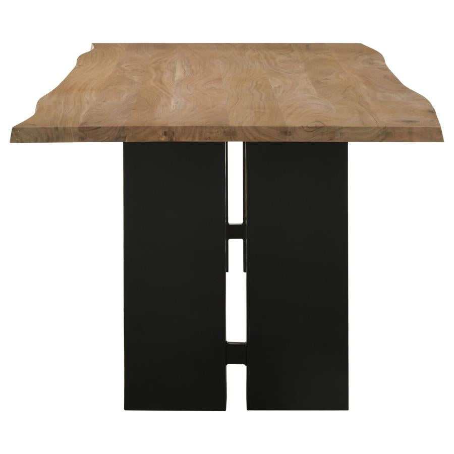 Bradshaw Natural Acacia & Black Rectangular Live Edge Dining Table - Ornate Home