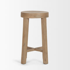 Brahma Whitewash 26"H Wood Stool - Ornate Home