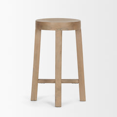 Brahma Whitewash 26"H Wood Stool - Ornate Home
