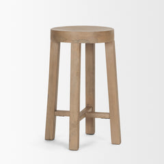 Brahma Whitewash 26"H Wood Stool - Ornate Home