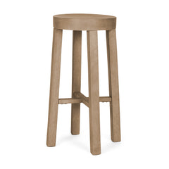Brahma Whitewash 30"H Wood Stool - Ornate Home