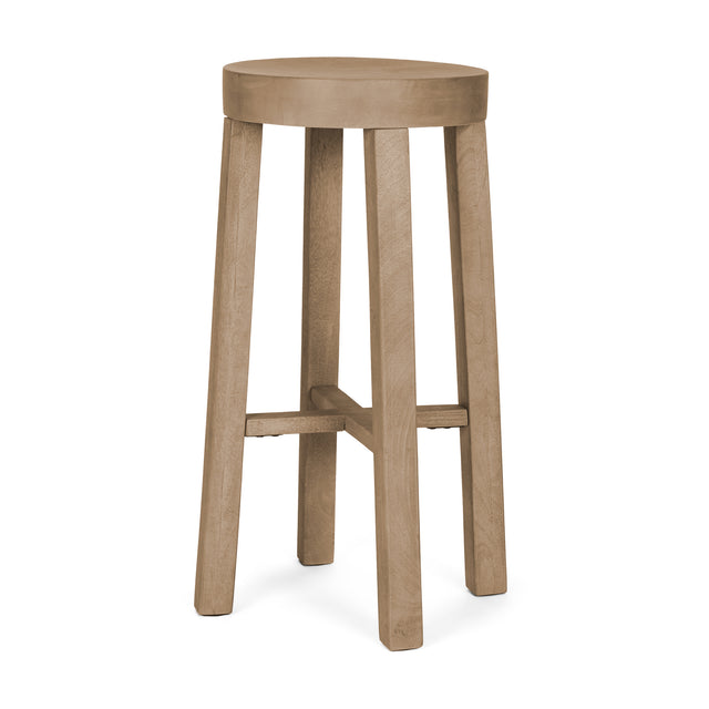 Brahma Whitewash 30"H Wood Stool - Ornate Home