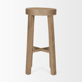 Brahma Whitewash 30"H Wood Stool - Ornate Home